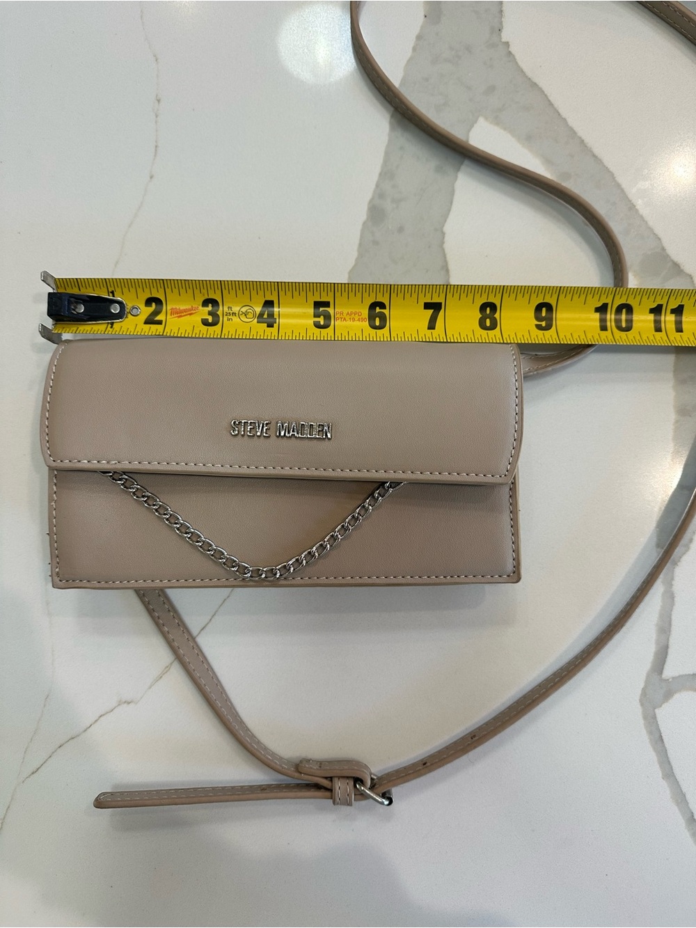 Steve Madden Taupe Crossbody Wallet with Chain Accent